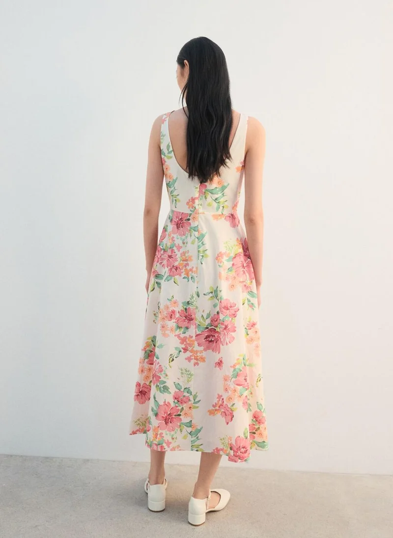 مانجو Floral-print flared dress
